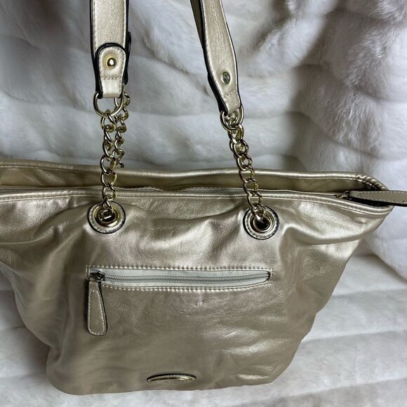 Big Buddha gold quilted front vegan leather tote with gold tone accents … - Picture 9 of 15